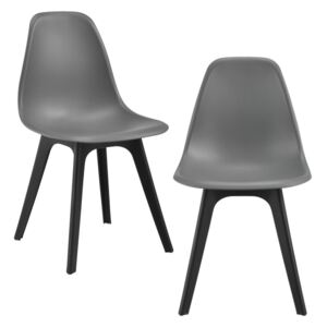 Set doua bucati scaune design Ama, 83 x 54 x 48 cm, plastic, gri/negru