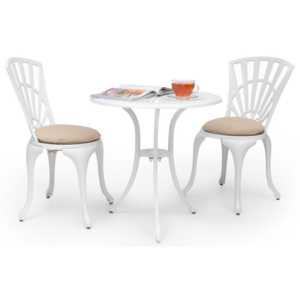 Blumfeldt Valletta 3 buc. BistroSet masă și 2 scaune pentru relaxare, dinaluminiu turnat sub presiune alb