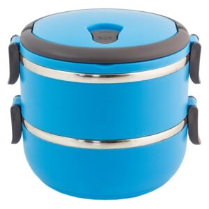 Cutie alimentara cu 2 compartimente pentru mancare, interior inox, capacitate 1,4 litri, culoare albastru
