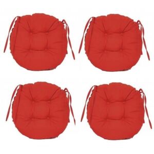 Set Perne decorative rotunde, pentru scaun de bucatarie sau terasa, diametrul 35cm, culoare rosu, 4 buc/set