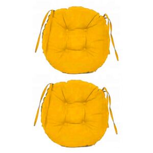 Set Perne decorative rotunde, pentru scaun de bucatarie sau terasa, diametrul 35cm, culoare galben, 2 buc/set