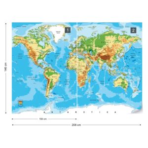 Fototapet GLIX - World Map Atlas Nem szőtt tapéta - 208x146 cm