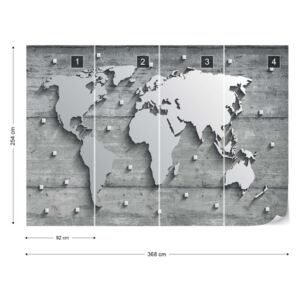 Fototapet GLIX - 3D World Map Concrete Papírová tapeta - 368x254 cm
