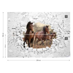 Fototapet GLIX - 3D Horses Jumping Papírová tapeta - 254x184 cm