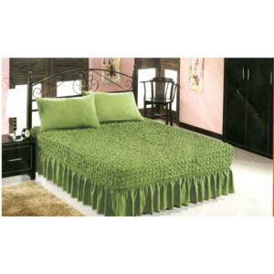 Husă-Cuvertură pat cu 2 fețe de pernă – culoare verde