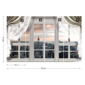 Fototapet GLIX - 3D Door View New York City Skyline 2 Tapet nețesute - 416x254 cm