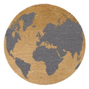 Covor intrare rotund Artsy Doormats Grey Globe, ⌀ 70 cm