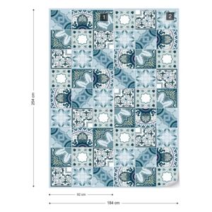 Fototapet GLIX - Vintage Blue Tile Pattern + adeziv GRATUIT Papírová tapeta - 184x254 cm
