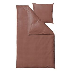 Lenjerie de pat din bumbac damasc pentru pat single Södahl Clear, 140 x 220 cm, maro - roșu