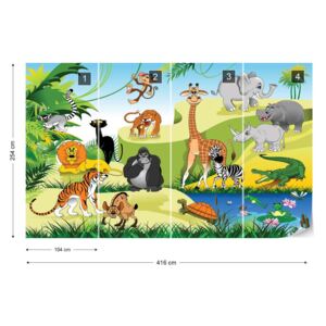 Fototapet GLIX - Cartoon Animals Tapet nețesute - 416x254 cm