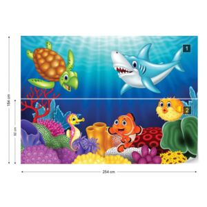 Fototapet GLIX - Cartoon Sea Creatures Tapet nețesute - 254x184 cm