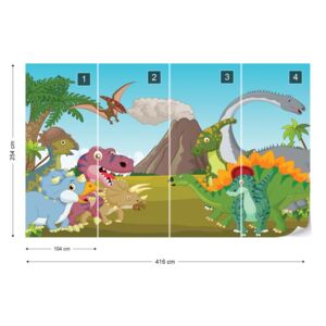 Fototapet GLIX - Cartoon Dinosaurs Tapet nețesute - 416x254 cm
