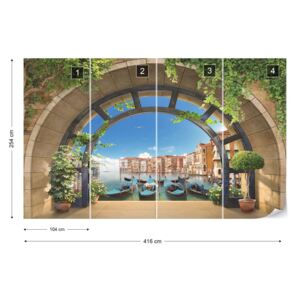 Fototapet GLIX - Venice Gondolas Archway View Tapet nețesute - 416x254 cm