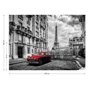 Fototapet GLIX - Red Car Paris Papírová tapeta - 254x184 cm