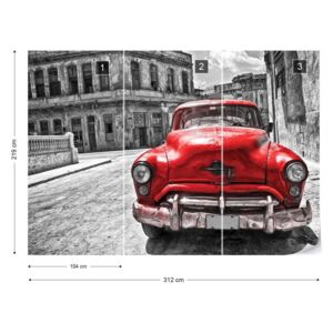 Fototapet GLIX - Vintage Car Cuba Havana Red + adeziv GRATUIT Tapet nețesute - 312x219 cm
