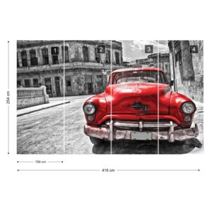 Fototapet GLIX - Vintage Car Cuba Havana Red + adeziv GRATUIT Tapet nețesute - 416x254 cm