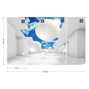 Fototapet GLIX - 3D Sky White Tapet nețesute - 416x254 cm