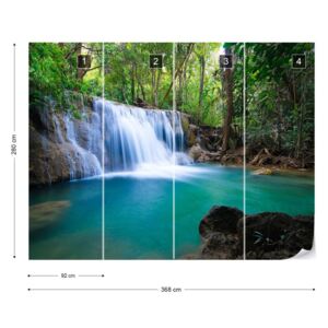 Fototapet GLIX - Turquoise Forest Lake Waterfall Papírová tapeta - 368x280 cm