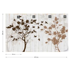 Fototapet GLIX - Trees And Birds Silhouette Tapet nețesute - 416x254 cm