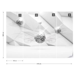 Fototapet GLIX - 3D Silver Balls Tapet nețesute - 416x290 cm