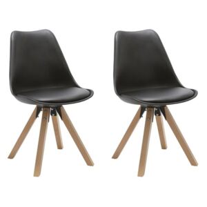 Set de 2 scaune Lacy, lemn, negre, 87 x 48 x 52 cm