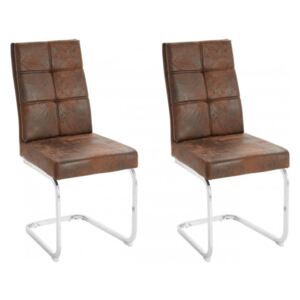 Set de 2 scaune Lale, microfibra/metal, maro/argintiu, 45x61x95 cm