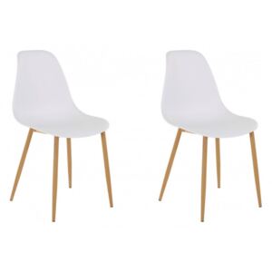 Set de 2 scaune Miller, plastic/metal, alb/maro, 44 x 52 x 87 cm