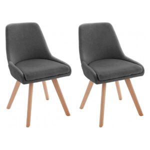 Set de 2 scaune Rudi, tesatura/lemn masiv de stejar, gri/maro, 50 x 58 x 82 cm