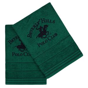 Set Prosoape De Maini Beverly Hills Polo Club Green, 100% bumbac, 2 bucati, verde, 50x90 cm