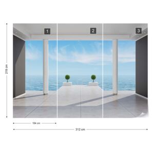 Fototapet GLIX - Sea And Sky 3D Penthouse View Tapet nețesute - 312x219 cm