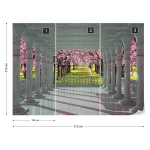 Fototapet GLIX - Blossoming Trees 3D View Tapet nețesute - 312x219 cm