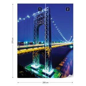 Fototapet GLIX - City Skyline Bridge At Night + adeziv GRATUIT Tapet nețesute - 206x275 cm