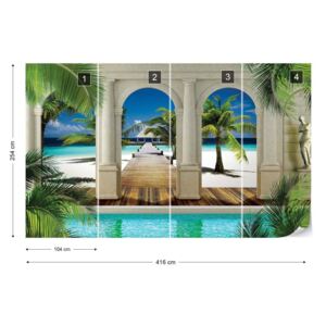 Fototapet GLIX - Tropical Beach 3D 2 Tapet nețesute - 416x254 cm
