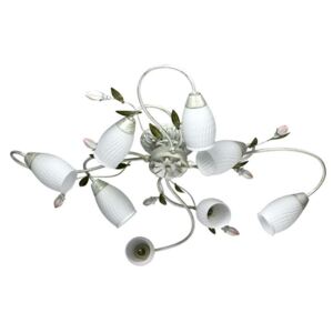Plafonieră florală Alia, 20x83 cm, metal/ sticla, alb