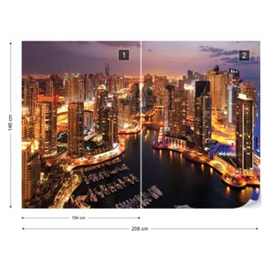 Fototapet GLIX - Dubai Marina City Skyline Nem szőtt tapéta - 208x146 cm