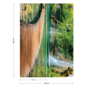 Fototapet GLIX - Waterfall Lake Walkway Forest + adeziv GRATUIT Papírová tapeta - 184x254 cm