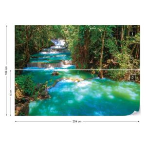 Fototapet GLIX - Waterfall Forest Lake Nature 2 Papírová tapeta - 254x184 cm