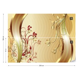 Fototapet GLIX - Luxury Floral Gold 2 Papírová tapeta - 254x184 cm