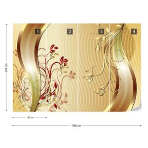 Fototapet GLIX - Luxury Floral Gold 2 Papírová tapeta - 368x254 cm