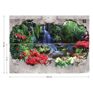 Fototapet GLIX - Waterfall Forest 3D Hole In Wall Papírová tapeta - 254x184 cm