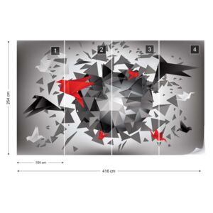 Fototapet GLIX - 3D Polygon Birds Tapet nețesute - 416x254 cm