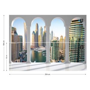 Fototapet GLIX - Dubai Marina City Skyline 3D Archway View Papírová tapeta - 254x184 cm