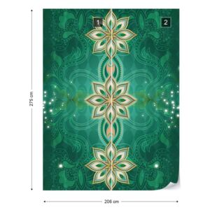 Fototapet GLIX - Green Gold Abstract Pattern + adeziv GRATUIT Tapet nețesute - 206x275 cm