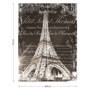 Fototapet GLIX - Paris Eiffel Tower Vintage Script + adeziv GRATUIT Tapet nețesute - 206x275 cm
