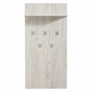 Cuier hol Hera pentru perete cu 5 agatatori, stejar alb 67x137cm