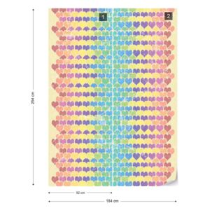 Fototapet GLIX - Retro Hearts Pattern Colourful + adeziv GRATUIT Papírová tapeta - 184x254 cm