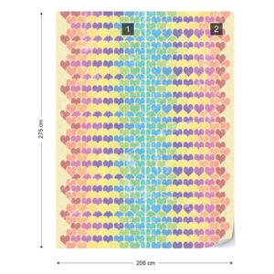 Fototapet GLIX - Retro Hearts Pattern Colourful + adeziv GRATUIT Tapet nețesute - 206x275 cm
