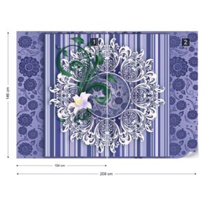 Fototapet GLIX - Vintage Floral Pattern Purple + adeziv GRATUIT Nem szőtt tapéta - 208x146 cm