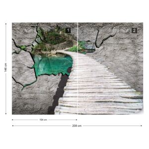 Fototapet GLIX - Lake Path Hole In Concrete Wall 3D Illusion Nem szőtt tapéta - 208x146 cm