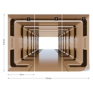 Fototapet GLIX - 3D Tunnel Illusion Yellow + adeziv GRATUIT Tapet nețesute - 312x219 cm